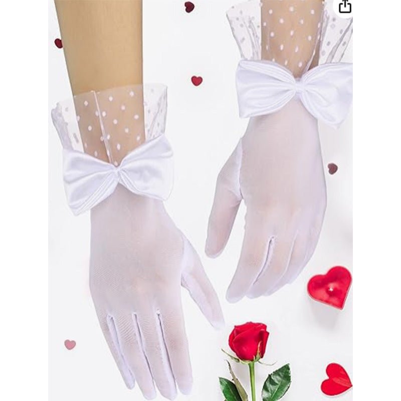 Vintage Mesh Gloves Bridal Wedding Bow Gloves - Luzilly Bridal & Apparel