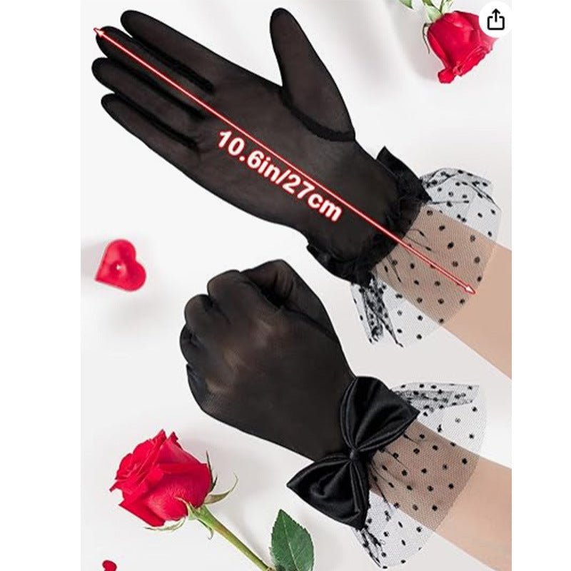 Vintage Mesh Gloves Bridal Wedding Bow Gloves - Luzilly Bridal & Apparel