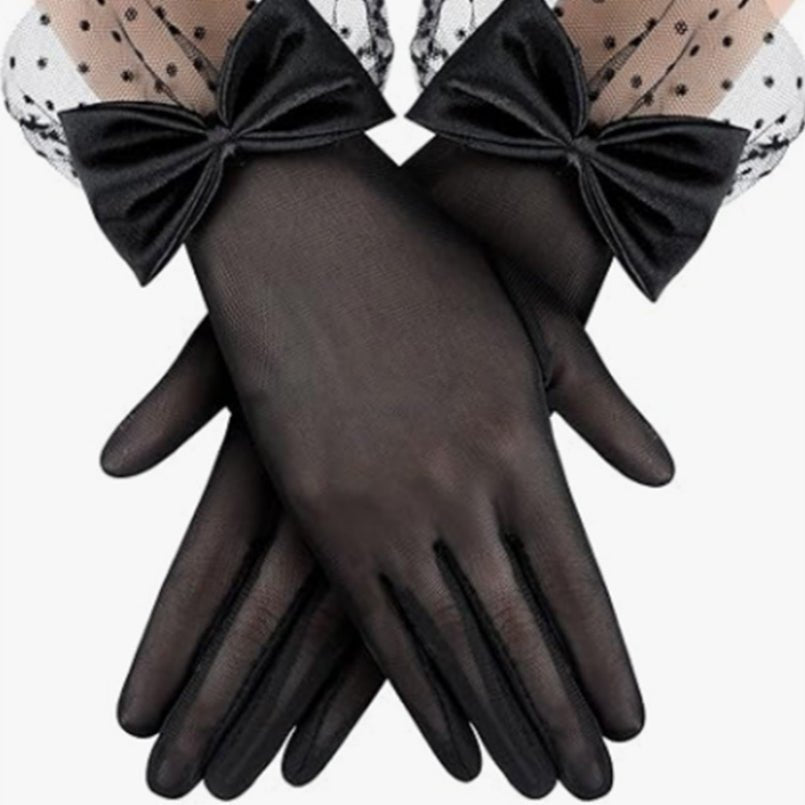 Vintage Mesh Gloves with Bow - Luzilly Bridal & Apparel