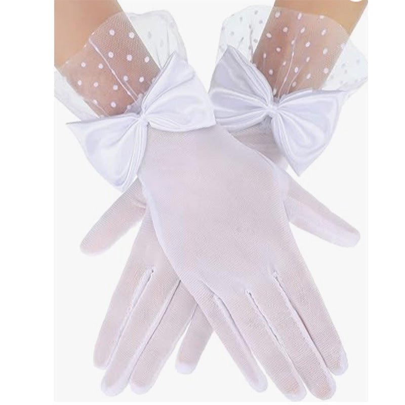 Vintage Mesh Gloves Bridal Wedding Bow Gloves - Luzilly Bridal & Apparel
