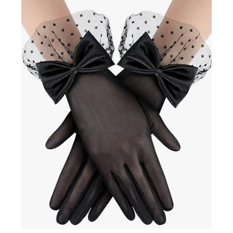 Vintage Mesh Gloves Bridal Wedding Bow Gloves - Luzilly Bridal & Apparel