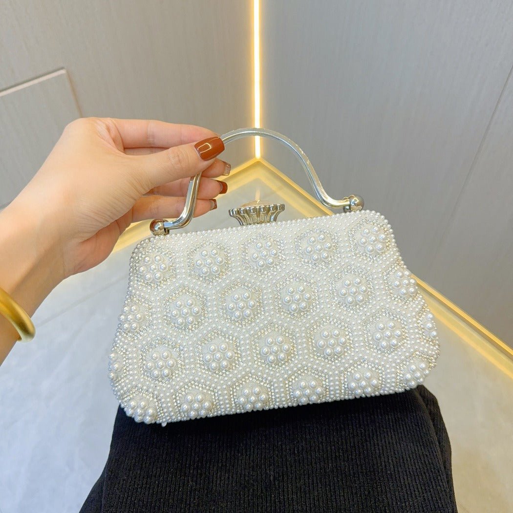 Vintage Pearl Tote Clutch Wedding evening clutch Dinner bag - Luzilly Bridal & Apparel