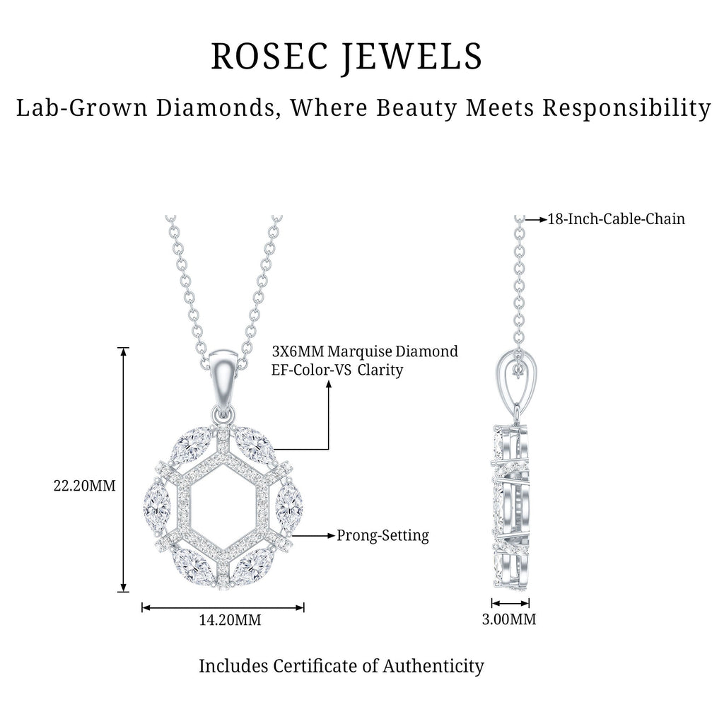 Vintage Style Lab Grown Diamond Wedding Designer Pendant - Luzilly Bridal & Apparel