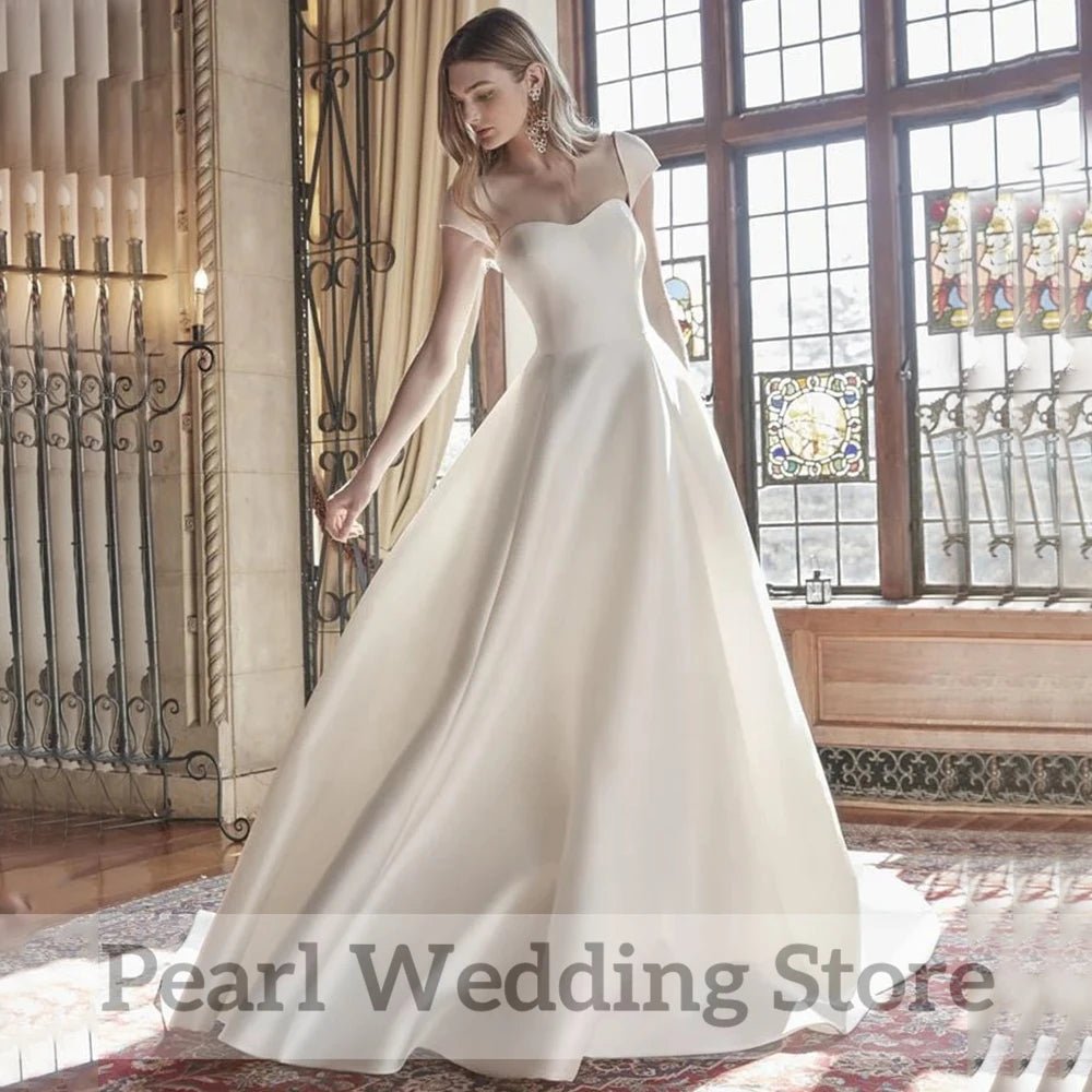 Vintage Sweetheart Cap-Sleeve A-Line Wedding Dress - Luzilly Bridal & Apparel