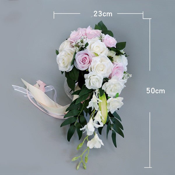 Waterfall Silk Rose Bridal Bouquet - Luzilly Bridal & Apparel