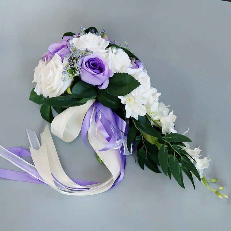 Waterfall Silk Rose Bridal Bouquet - Luzilly Bridal & Apparel