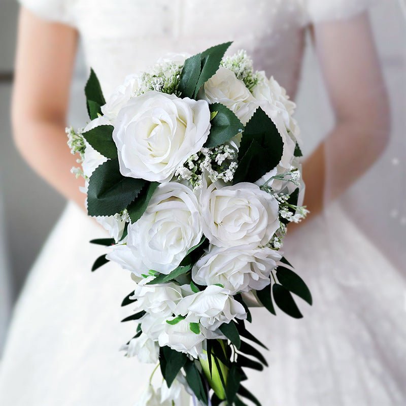 Waterfall Silk Rose Bridal Bouquet - Luzilly Bridal & Apparel