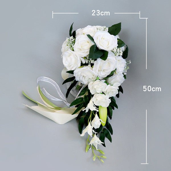 Waterfall Silk Rose Bridal Bouquet - Luzilly Bridal & Apparel