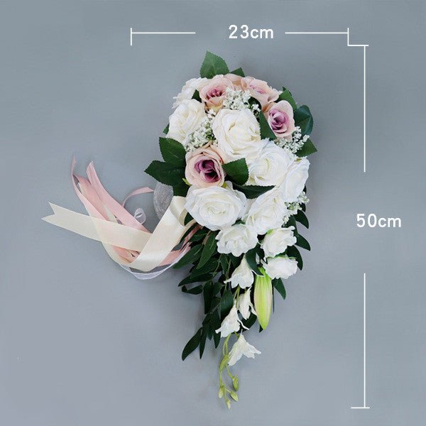 Waterfall Silk Rose Bridal Bouquet - Luzilly Bridal & Apparel