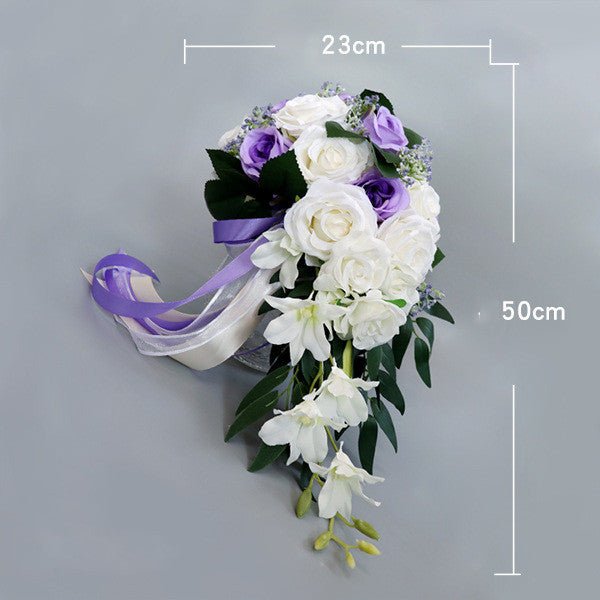 Waterfall Silk Rose Bridal Bouquet - Luzilly Bridal & Apparel