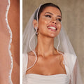 Wavy Beaded Edge Minimalist Wedding Veil - Luzilly Bridal & Apparel
