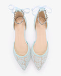 Wedding Crochet Lace Pointy Toe Flats with Amaryllis Crystal Strap - Luzilly Bridal & Apparel