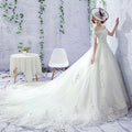 Wedding Dress Bride One-shoulder Trailing French Veil Hepburn Female - Luzilly Bridal & Apparel