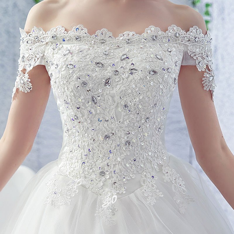 Wedding Dress Bride One-shoulder Trailing French Veil Hepburn Female - Luzilly Bridal & Apparel