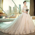 Wedding Dress Bride's New Vintage French Long Sleeve Off Shoulder - Luzilly Bridal & Apparel
