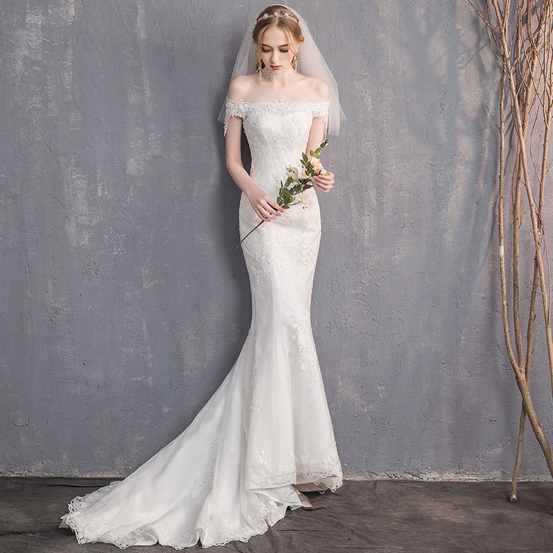 Wedding Dress Slim Fit Mermaid Simple Long Tail - Luzilly Bridal & Apparel