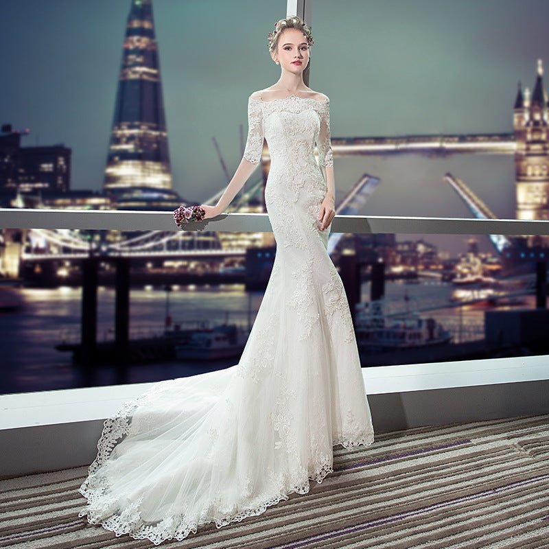 Wedding Dress Slim Fit Mermaid Simple Long Tail - Luzilly Bridal & Apparel