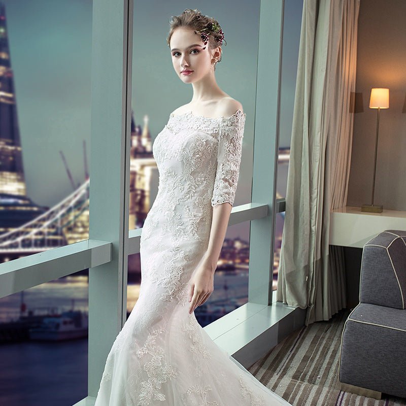 Wedding Dress Slim Fit Mermaid Simple Long Tail - Luzilly Bridal & Apparel