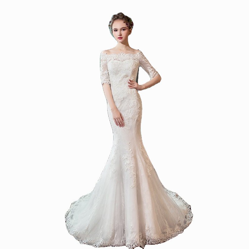 Wedding Dress Slim Fit Mermaid Simple Long Tail - Luzilly Bridal & Apparel