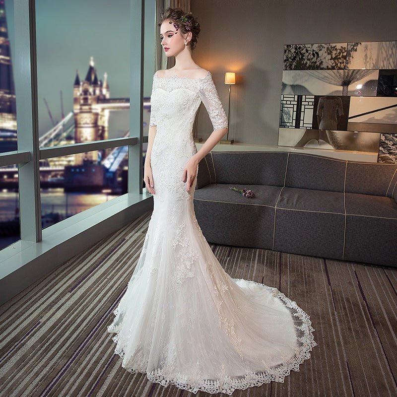 Wedding Dress Slim Fit Mermaid Simple Long Tail - Luzilly Bridal & Apparel