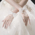 Handmade Pearl Mesh Gloves with Bow - Luzilly Bridal & Apparel