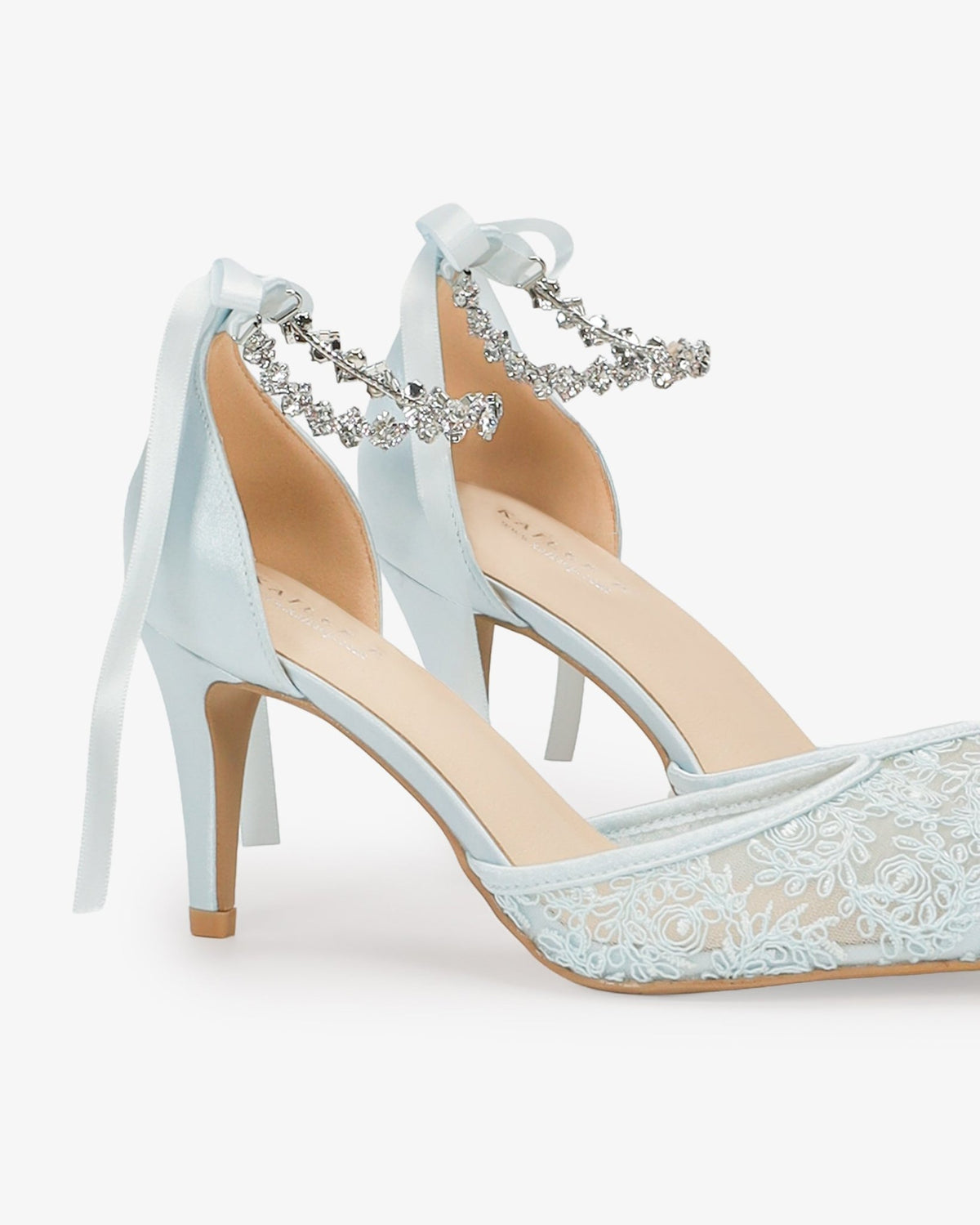 Wedding Lace Heels With Amaryllis Crystal Strap - Luzilly Bridal & Apparel