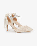Wedding Lace Heels With Amaryllis Crystal Strap - Luzilly Bridal & Apparel