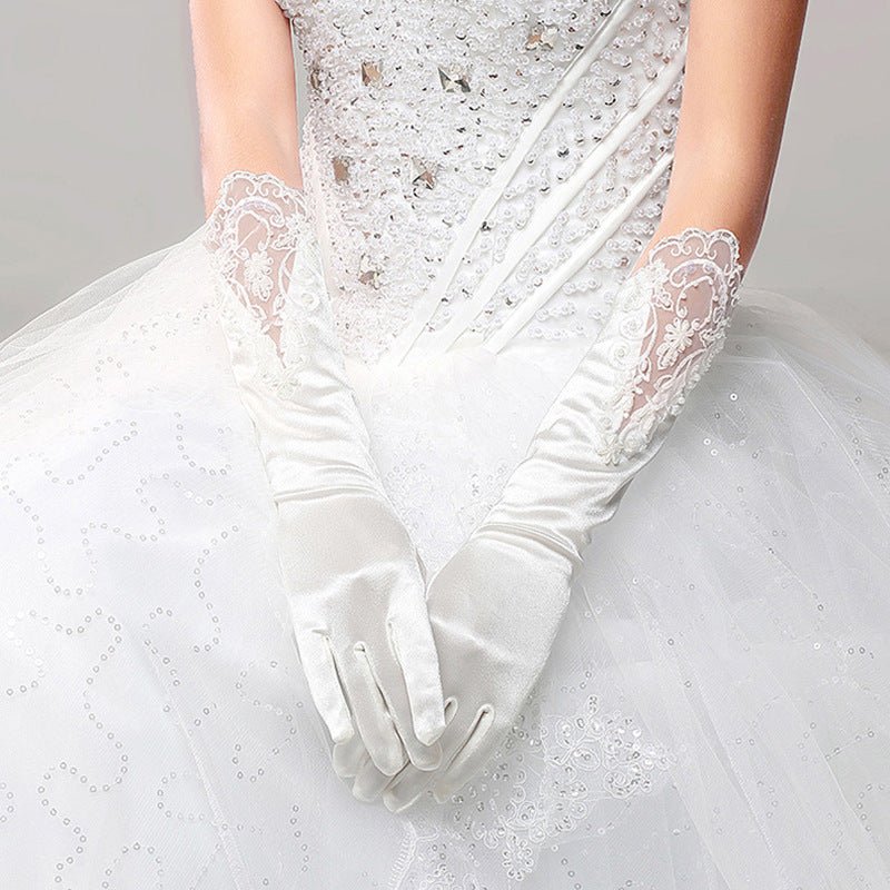 Wedding Mid-length Finger Cuff Laminate Etiquette Gloves - Luzilly Bridal & Apparel