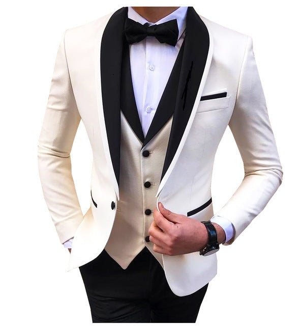 White 3-Piece Slim-Fit Wedding Suit for Men - Luzilly Bridal & Apparel