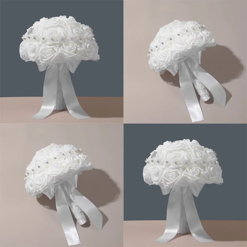 White Artificial Flower Bridal Bouquet - Luzilly Bridal & Apparel