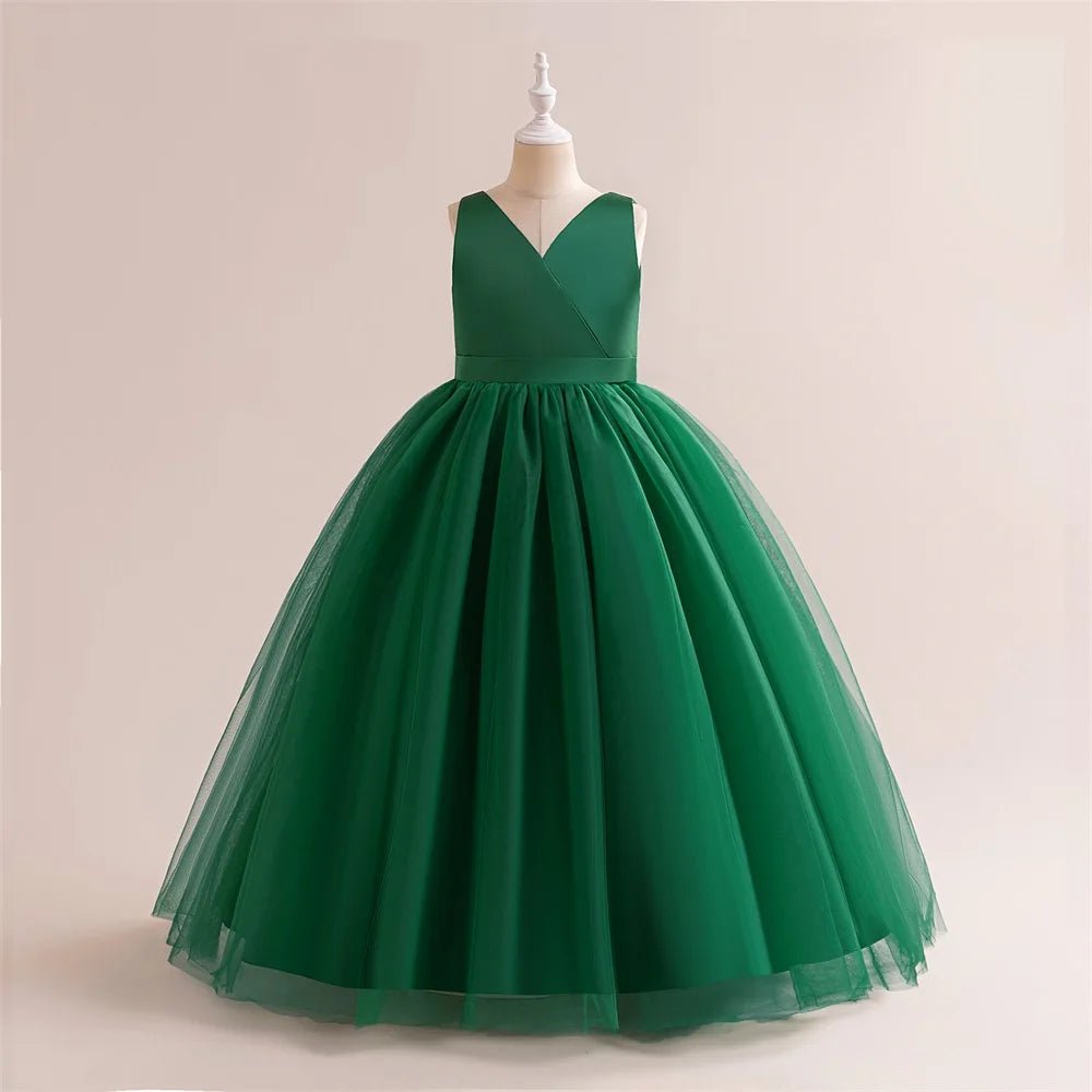 White Big Bow Girls Formal Party Dress - Luzilly Bridal & Apparel