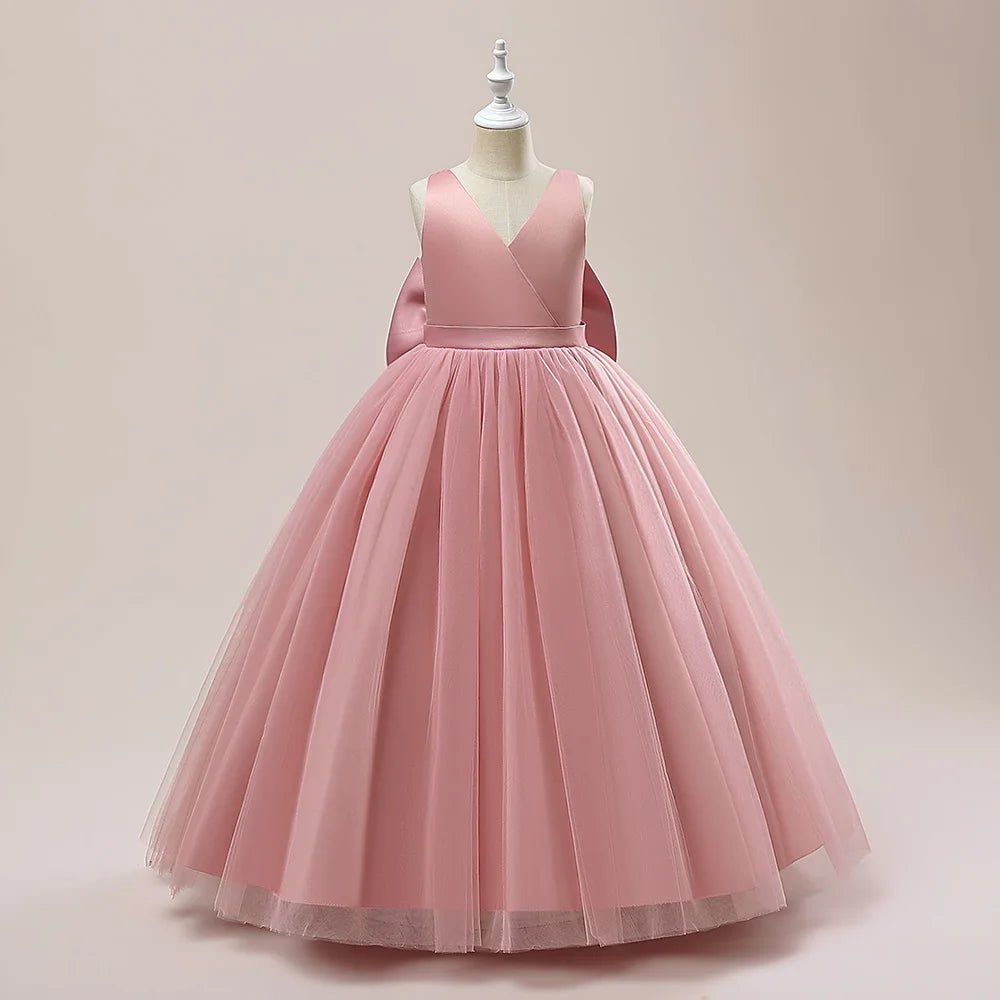 White Big Bow Girls Formal Party Dress - Luzilly Bridal & Apparel