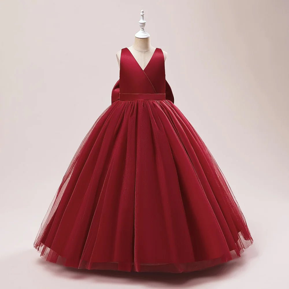 White Big Bow Junior Bridesmaid Dress for Girls - Luzilly Bridal & Apparel