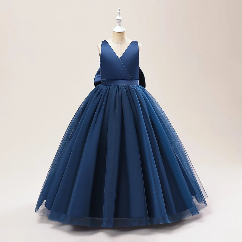 White Big Bow Junior Bridesmaid Dress for Girls - Luzilly Bridal & Apparel