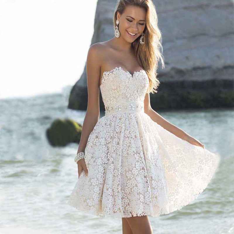 White Breast Wrap Bridesmaids Fluffy Middress Evening Dress Sexy White Floral Wrap Dress Summer - Luzilly Bridal & Apparel