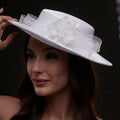 White Bridal Hat with Pearls and Flowers - Luzilly Bridal & Apparel