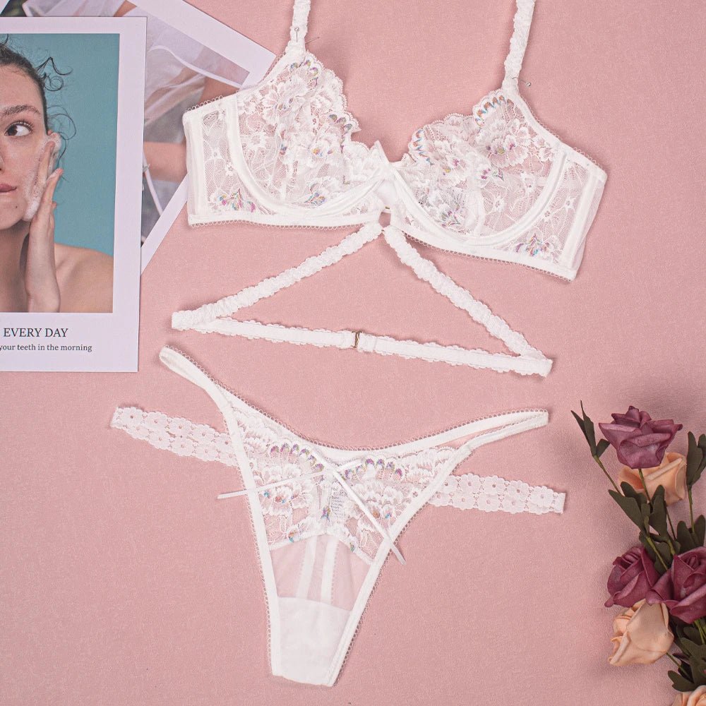 White Bridal Lace Bralette & Panty Set - Luzilly Bridal & Apparel