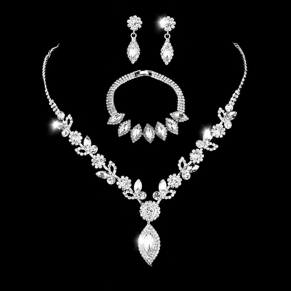 White Crystal Floral Bridal Jewelry Set - Luzilly Bridal & Apparel