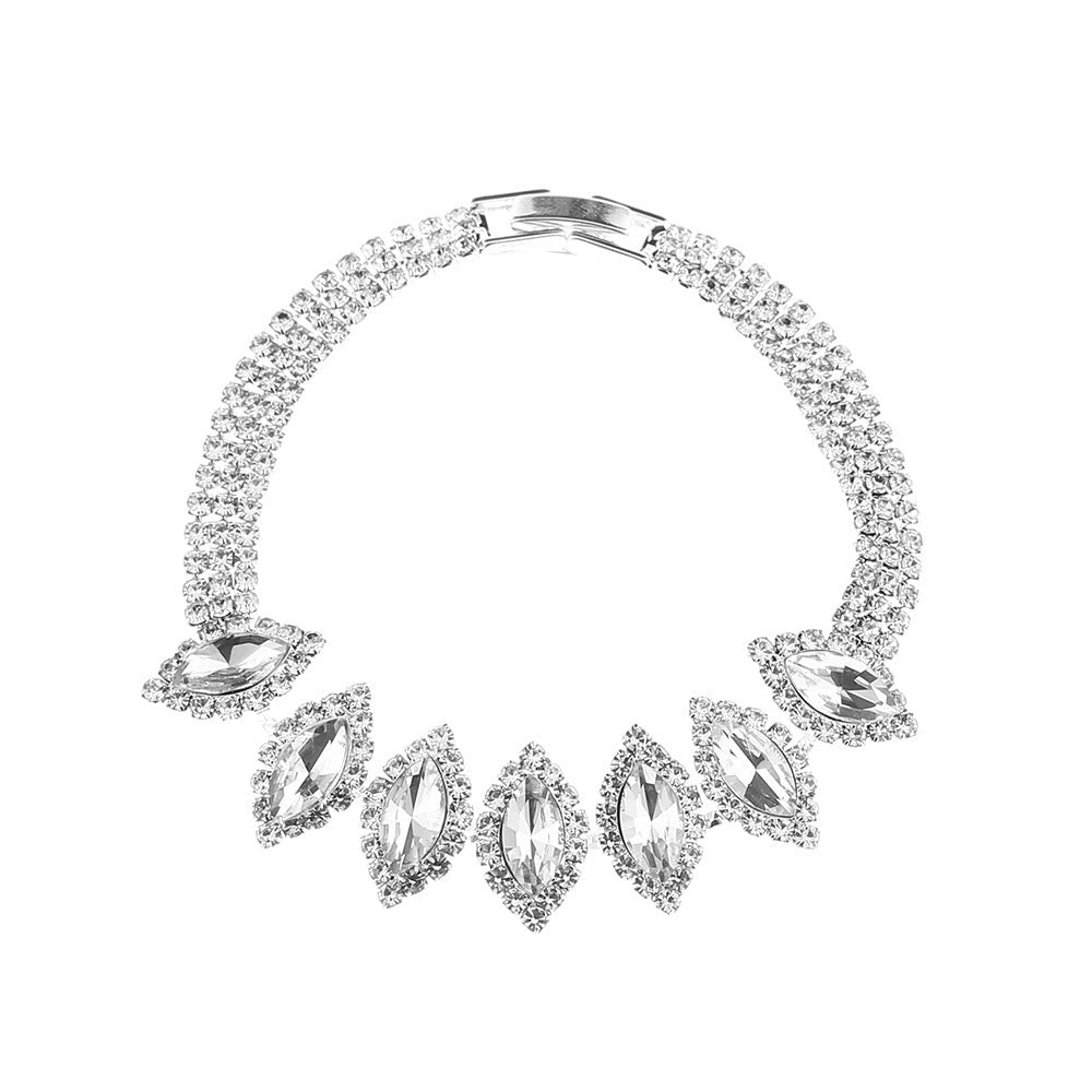 White Crystal Floral Bridal Jewelry Set - Luzilly Bridal & Apparel