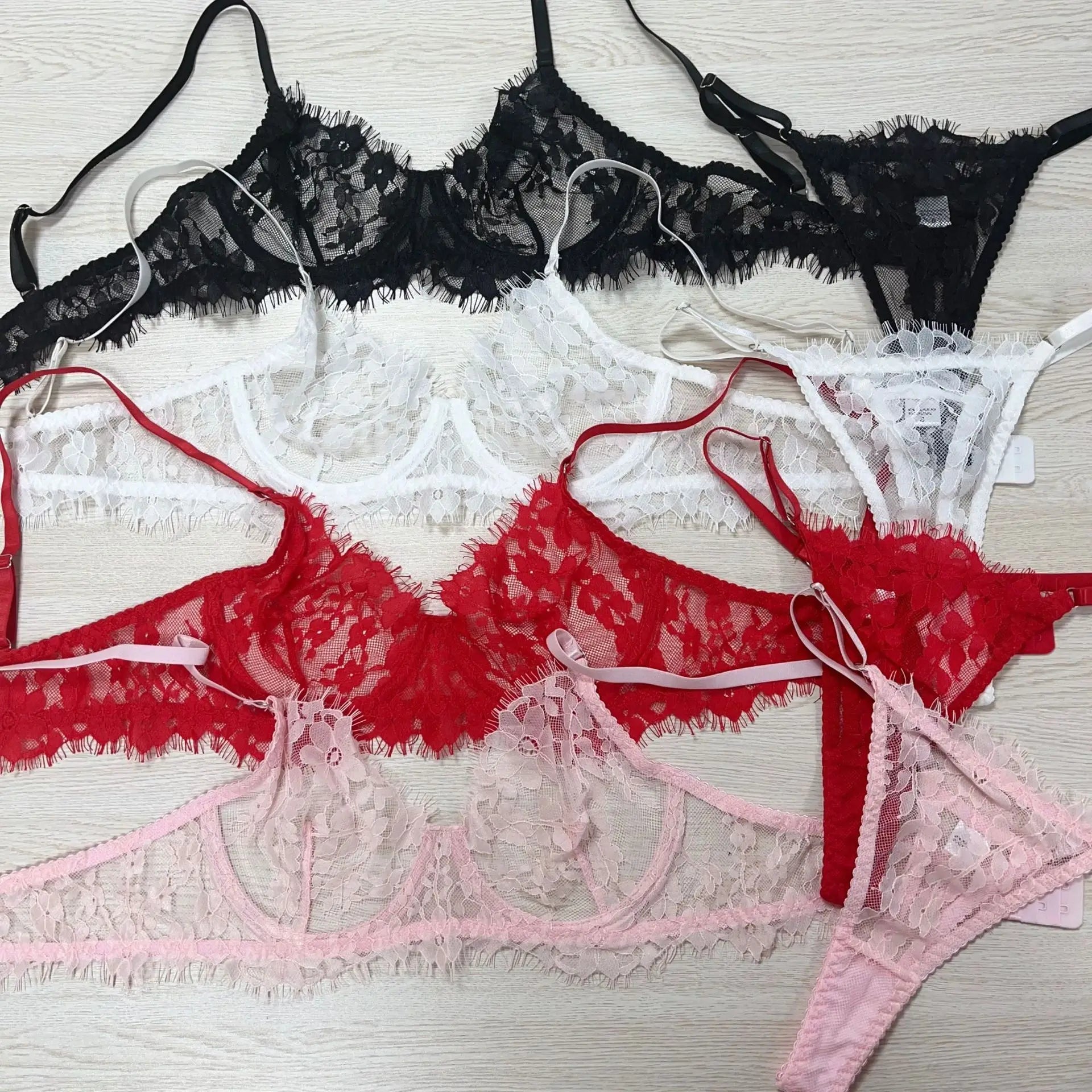 White Eyelash Lace Bridal Honeymoon Set - Luzilly Bridal & Apparel