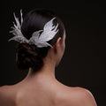 White Feather Petal Bridal Hair Comb - Luzilly Bridal & Apparel