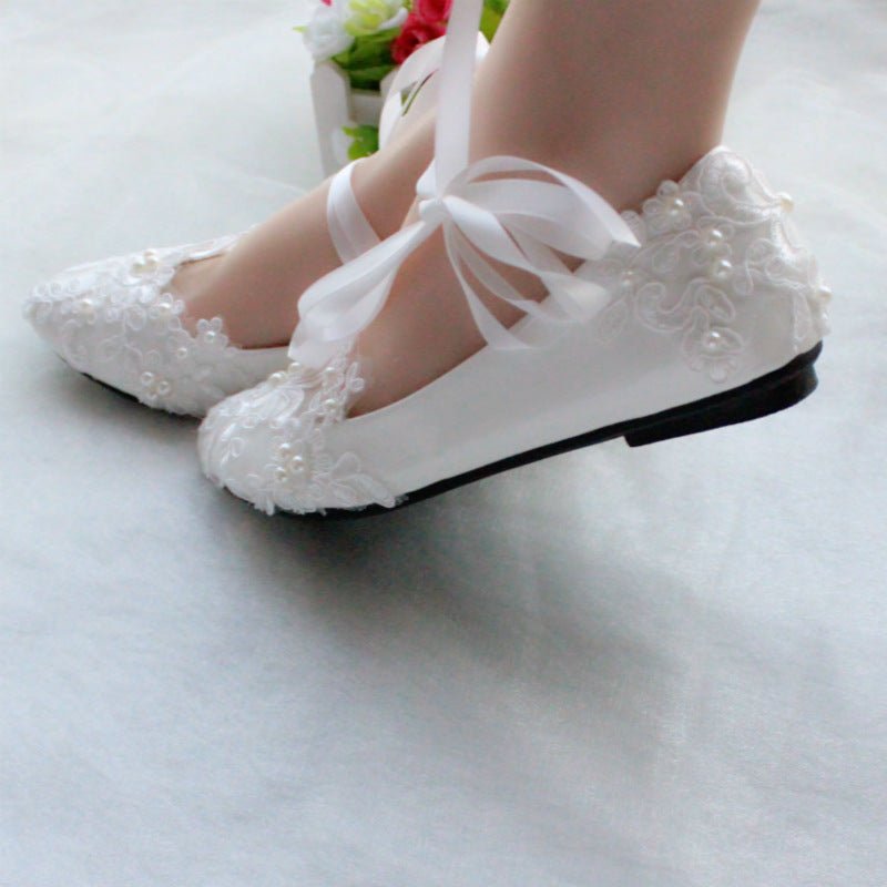 White Lace Bridal Flats and Low Heels - Luzilly Bridal & Apparel