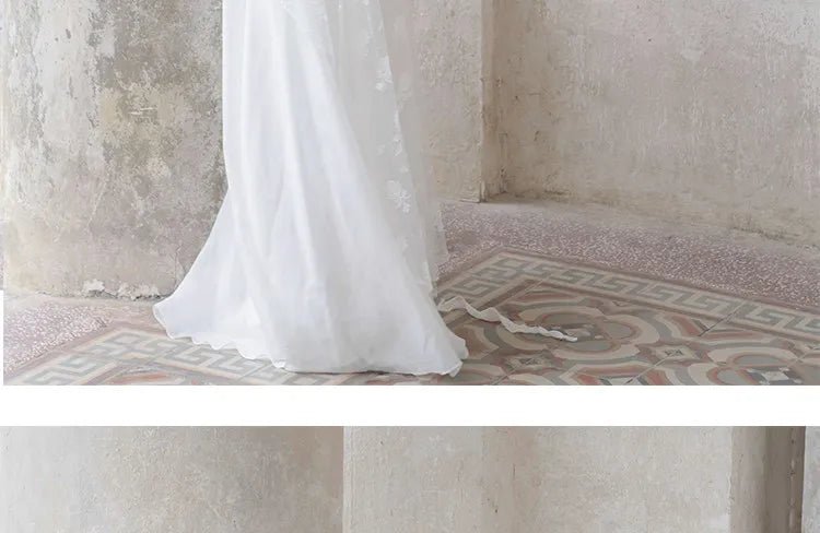White Lace Halter Beach Wedding Gown - Luzilly Bridal & Apparel