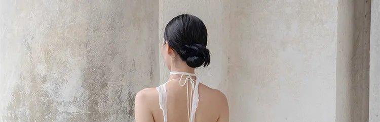 White Lace Halter Beach Wedding Gown - Luzilly Bridal & Apparel