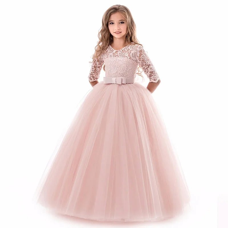 White Lace Junior Bridesmaid Dress for Girls - Luzilly Bridal & Apparel