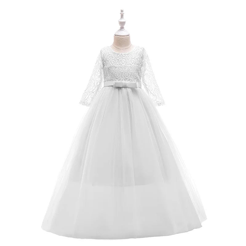 White Lace Junior Bridesmaid Dress for Girls - Luzilly Bridal & Apparel