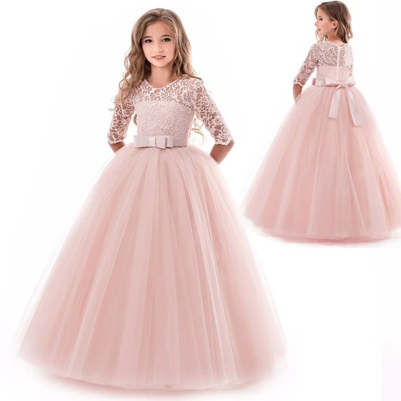 White Lace Junior Bridesmaid Dress for Girls - Luzilly Bridal & Apparel