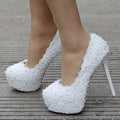 White Lace Platform Bridal Pumps - Luzilly Bridal & Apparel