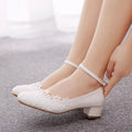 White Lace Pointed-Toe Bridal Ballet Flats - Luzilly Bridal & Apparel