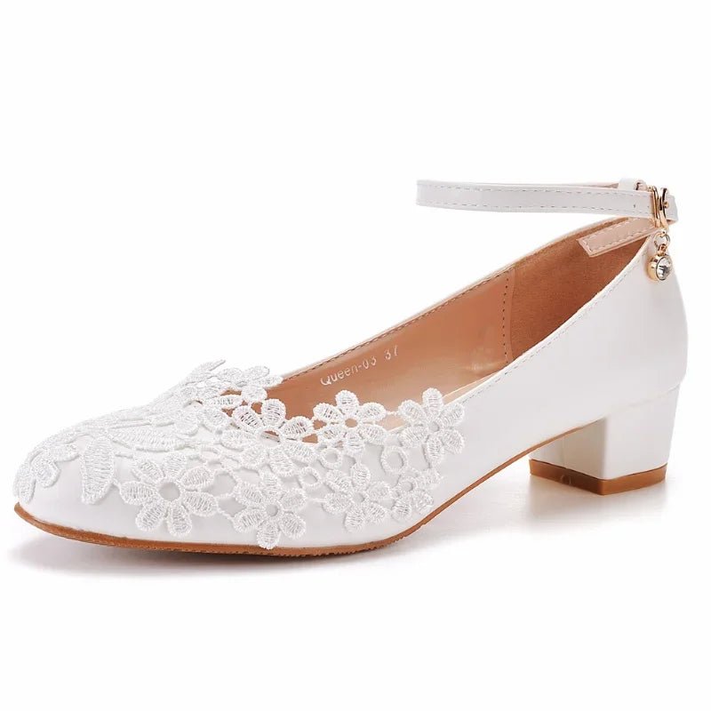 White Lace Pointed-Toe Bridal Ballet Flats - Luzilly Bridal & Apparel